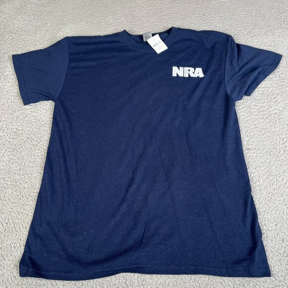 NRA T Shirt Mens Medium American Flag Navy Blue 2nd Amendment Guns Hunting - Picture 2 of 12